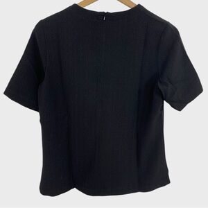 Chanel Employee Uniform Black Short Sleeve Textured Top Size Small